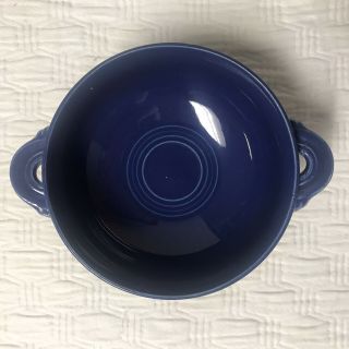 Vintage Fiesta Cream Soup Bowl Lug Handles Fiestaware Cobalt Blue