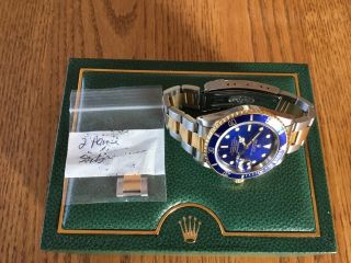 ROLEX SUBMARINER DATE 16613 18K YELLOW GOLD & STEEL BLUE DIAL WATCH BOX & PAPERS 3