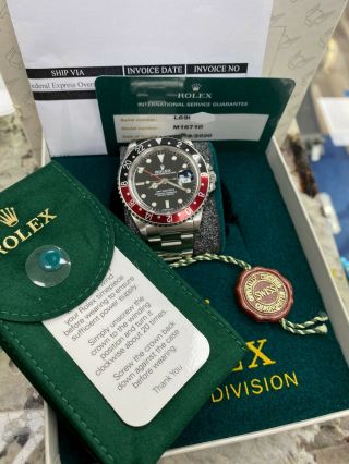 Rolex Gmt Master Ii 16710 Red And Black Coke Stainless Service Paper & Box