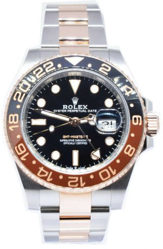 Rolex Gmt - Master Ii Root Beer Ceramic 18k Gold Steel Box/papers 126711chnr