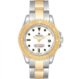 Rolex Yachtmaster 29 Steel Yellow Gold White Dial Ladies Watch 169623 Box Papers