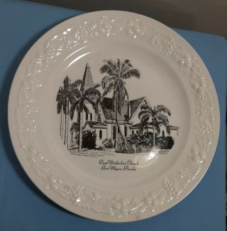 Homer Laughlin 10 " Rhythm Plate “first Methodist Church” Fort Myers Fl