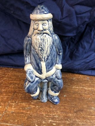 Rowe Pottery Collectible Santa Sitting On Stool - 9.  5”
