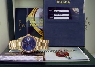 Rolex - Mens 18kt Gold Day Date President Blue Stick Dial 18238 - Sant Blanc
