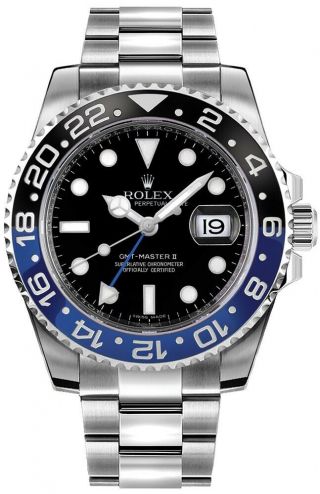 Rolex Gmt - Master Ii Black/blue Ceramic Steel Watch & Box Batman 116710