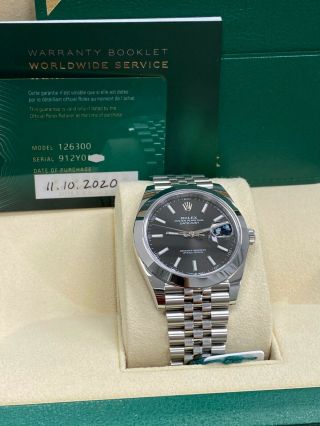 Rolex Datejust 41 Black 126300 Stainless Steel Watch Box Papers 2020