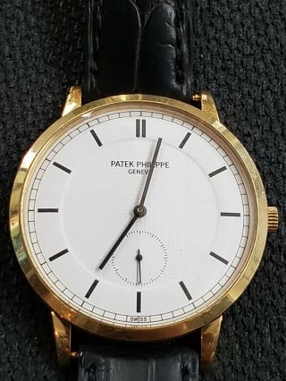 Patek Philippe Calatrava 3893 18k Yellow Gold Leather Strap Quilted Dial