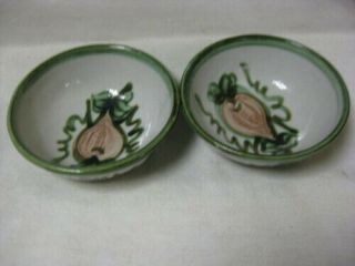 2 John B Taylor Pottery Harvest Cereal Bowls 6 1/4 " Gray & Gr Pottery With Fruit