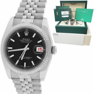 2017 Rolex Datejust Black 36mm Red Roulette Stainless Jubilee Watch 116234