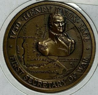1975 Henry Knox First Secretary Of War The Knox Trail 1.  5 " Bronze Medal