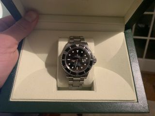 Mens Rolex Submariner Date Stainless Steel Watch Black Dial & Bezel Sub 16610 2