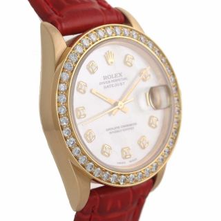 Rolex President 68278 DateJust Midsize 31mm 18k Gold MOP Watch Box. 3