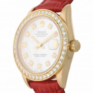 Rolex President 68278 DateJust Midsize 31mm 18k Gold MOP Watch Box. 4