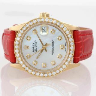 Rolex President 68278 DateJust Midsize 31mm 18k Gold MOP Watch Box. 5