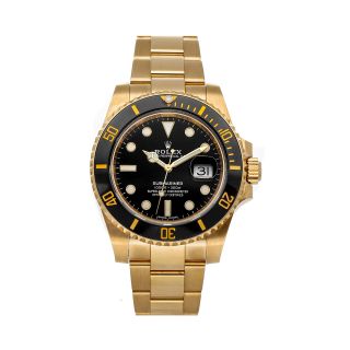 Rolex Submariner Date Auto 40mm Yellow Gold Mens Oyster Bracelet Watch 116618ln