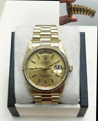 Rolex President Day Date 18238 Champagne Dial 18k Yellow Gold Double Quickset
