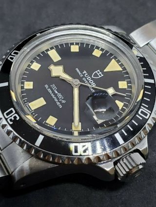 1970s Tudor Submariner Date Black Snowflake Ref.  94110 with Service Papers 2