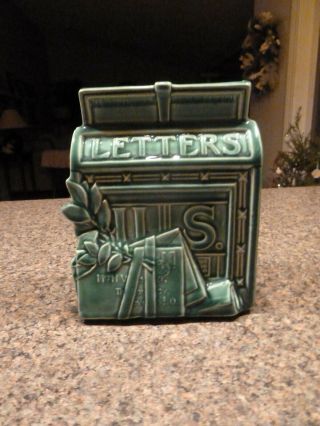 Vintage Mccoy Pottery Mailbox Wall Pocket Green