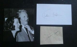 Spencer Tracy Signed & Katharine Hepburn Signed Autographs With Book Photo