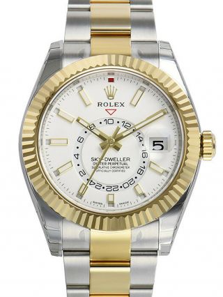 Rolex Sky Dweller 326933 Steel Yellow Gold White Index Dial 42mm Automatic Watch