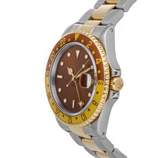 Rolex GMT - Master II Rootbeer Auto Steel Gold Mens Oyster Bracelet Watch 16713 3