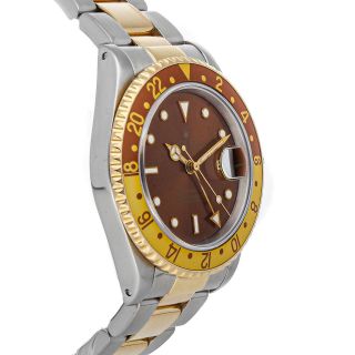 Rolex GMT - Master II Rootbeer Auto Steel Gold Mens Oyster Bracelet Watch 16713 4