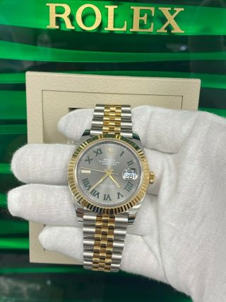 Rolex 126333 Datejust 41 Wimbledon 18k Yellow Gold Stainless Box Paper