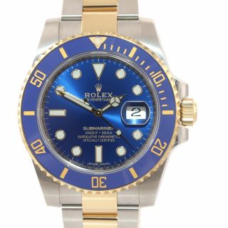 2019 BOX PAPERS Rolex Submariner Blue Ceramic 116613 Two Tone Gold Watch 3