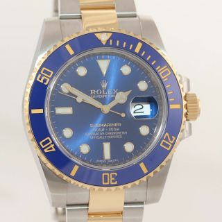 2019 BOX PAPERS Rolex Submariner Blue Ceramic 116613 Two Tone Gold Watch 4