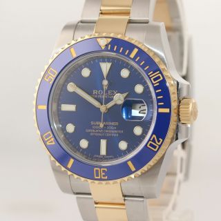 2019 BOX PAPERS Rolex Submariner Blue Ceramic 116613 Two Tone Gold Watch 5