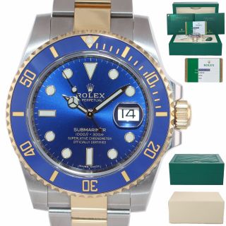 2018 Box Papers Rolex Submariner Blue Ceramic 116613 Two Tone Gold Watch