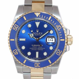 2018 BOX PAPERS Rolex Submariner Blue Ceramic 116613 Two Tone Gold Watch 2