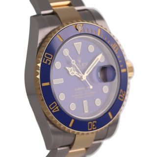 2018 BOX PAPERS Rolex Submariner Blue Ceramic 116613 Two Tone Gold Watch 3