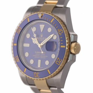 2018 BOX PAPERS Rolex Submariner Blue Ceramic 116613 Two Tone Gold Watch 4