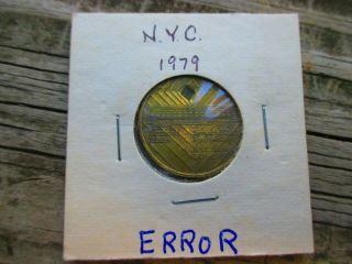1979 Vintage York City Subway 75th Anniversary Nyc Token Coin Pendant Error