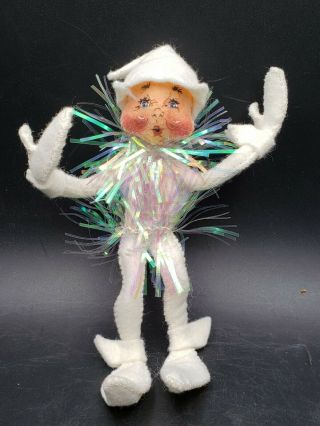 Annalee 1994 Jack Frost White Christmas Iridescent Shimmer Euc 6 "