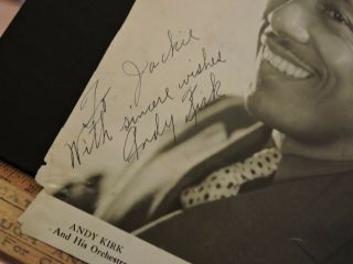 Orig c.  1945 Black African American Andy Kirk Jazz Saxophone Autographed Photo 2