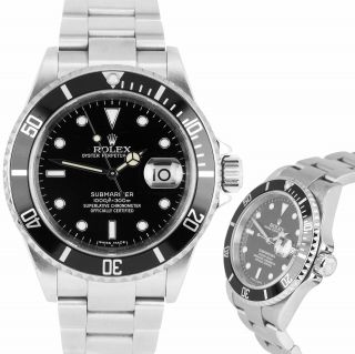 2007 Rolex Submariner Date 16610 T Stainless Dive Watch Sel No - Holes Pre - Ceramic