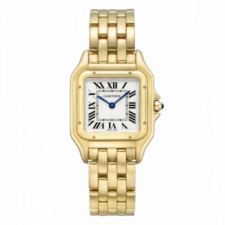 Cartier Panthere Medium Model 18k Yellow Gold Quartz Silver Watch Wgpn0009