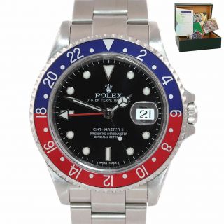 2003 Papers Rolex Gmt - Master 2 Pepsi Blue Red Steel 16710 Error Stick Watch Box