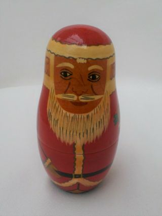 Vintage Russian Wooden Nesting Doll Father Christmas Santa Stocking Filler Gift