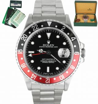 Vintage 1986 Rolex Gmt - Master Ii Fat Lady Stainless Red Black Coke 40mm 16760