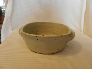Tan And Brown Speckled Stoneware Casserole Dish With 2 Handles