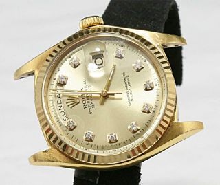VINTAGE ROLEX Ref 1803 Day - Date Non Quick Set Acrylic Crystal Watch 5