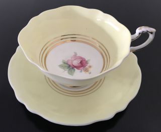 Paragon Tea Cup And Saucer Yellow With Pink And Yellow Roses