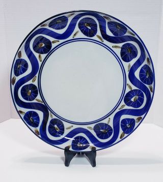 Dansk Arabesque Large Deep Round Platter 13 " Cond Blue & White Pottery
