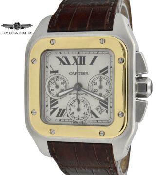 Mens Cartier Santos 100 Xl Chronograph W20091x7 Stainless Steel & Gold 42mm 2740