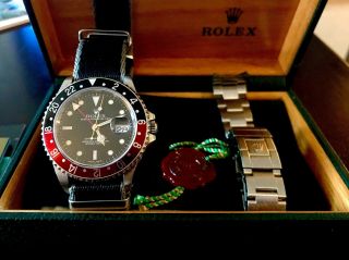 Rolex Gmt - Master Ii Steel Red/black Coke Bezel Mens 40mm Watch 16710