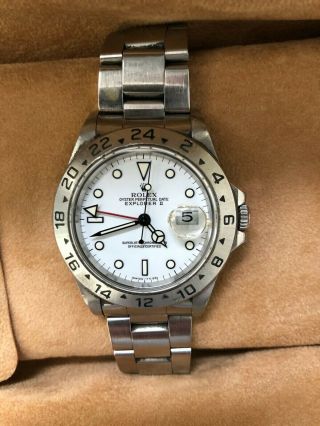 Rolex Explorer Ii Polar White Stainless Steel Watch 16570 Unpolished