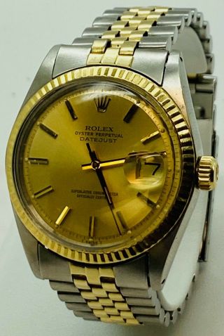 Rolex Datejust Mens 2tone 14k Gold Stainless Steel Jubilee Link Watch 1601 1975